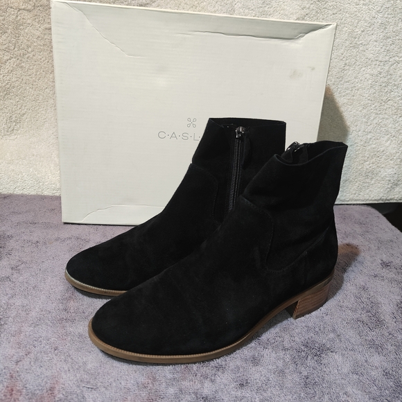 Black Suede Ankle Boots - Picture 1 of 9